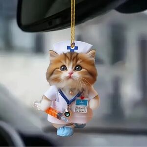 Nurse First Responders Tiger Kitty Cat Shaped Hanging Ornament Pendant
